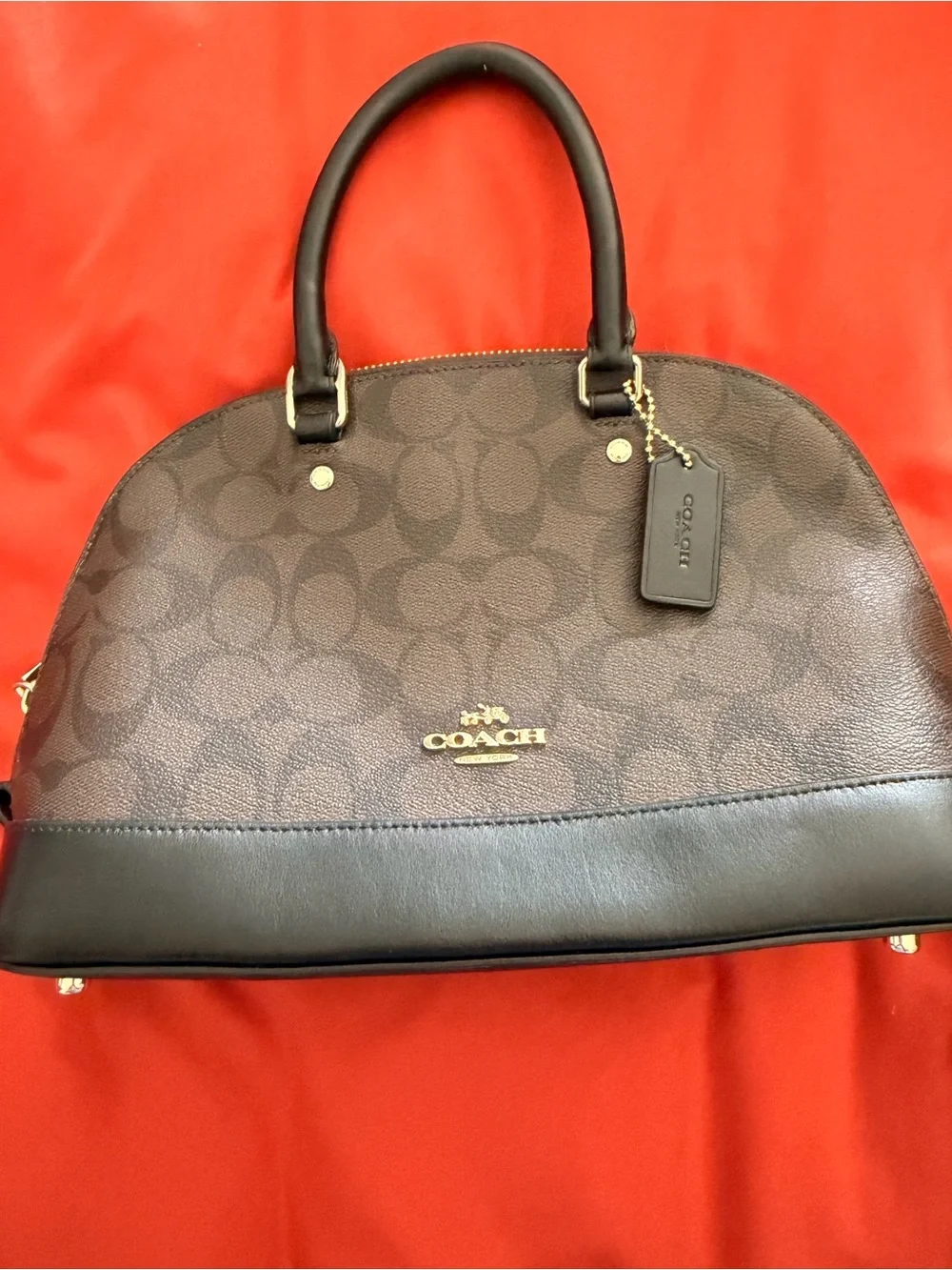 Coach Brown & Black Signature Dome Satchel